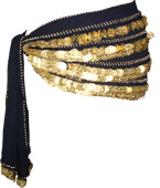 Hipscarf with rows of coins brass color